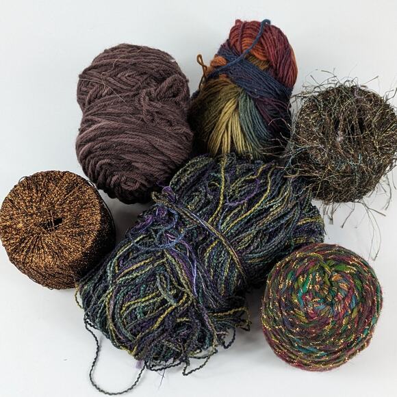 Unbranded Other - Dark Rainbow Fiber Lot Bundle Specialty Yarn Thread Craft Knit Crochet Embroider